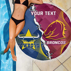 Custom Cowboys And Broncos Rugby Beach Blanket Dynamic Style