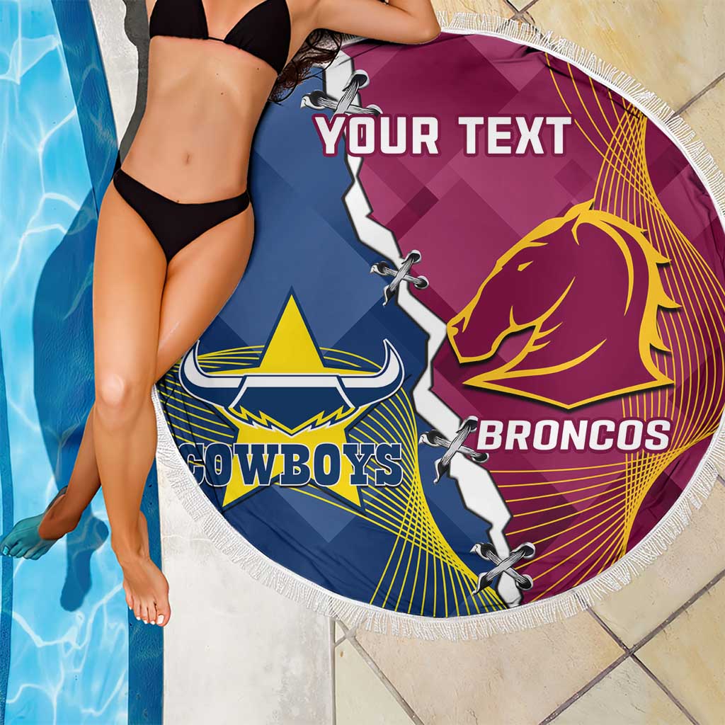 Custom Cowboys And Broncos Rugby Beach Blanket Dynamic Style