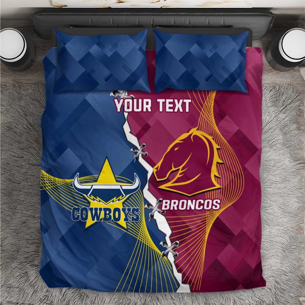 Custom Cowboys And Broncos Rugby Bedding Set Dynamic Style