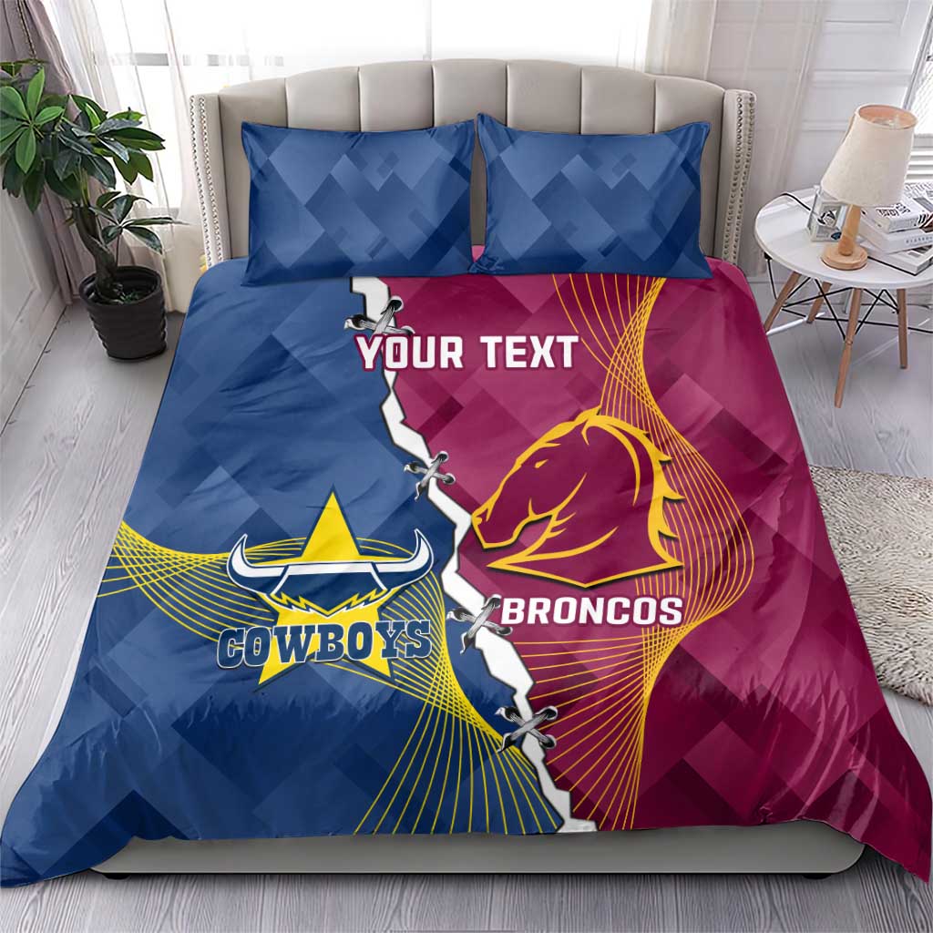 Custom Cowboys And Broncos Rugby Bedding Set Dynamic Style