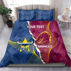 Custom Cowboys And Broncos Rugby Bedding Set Dynamic Style