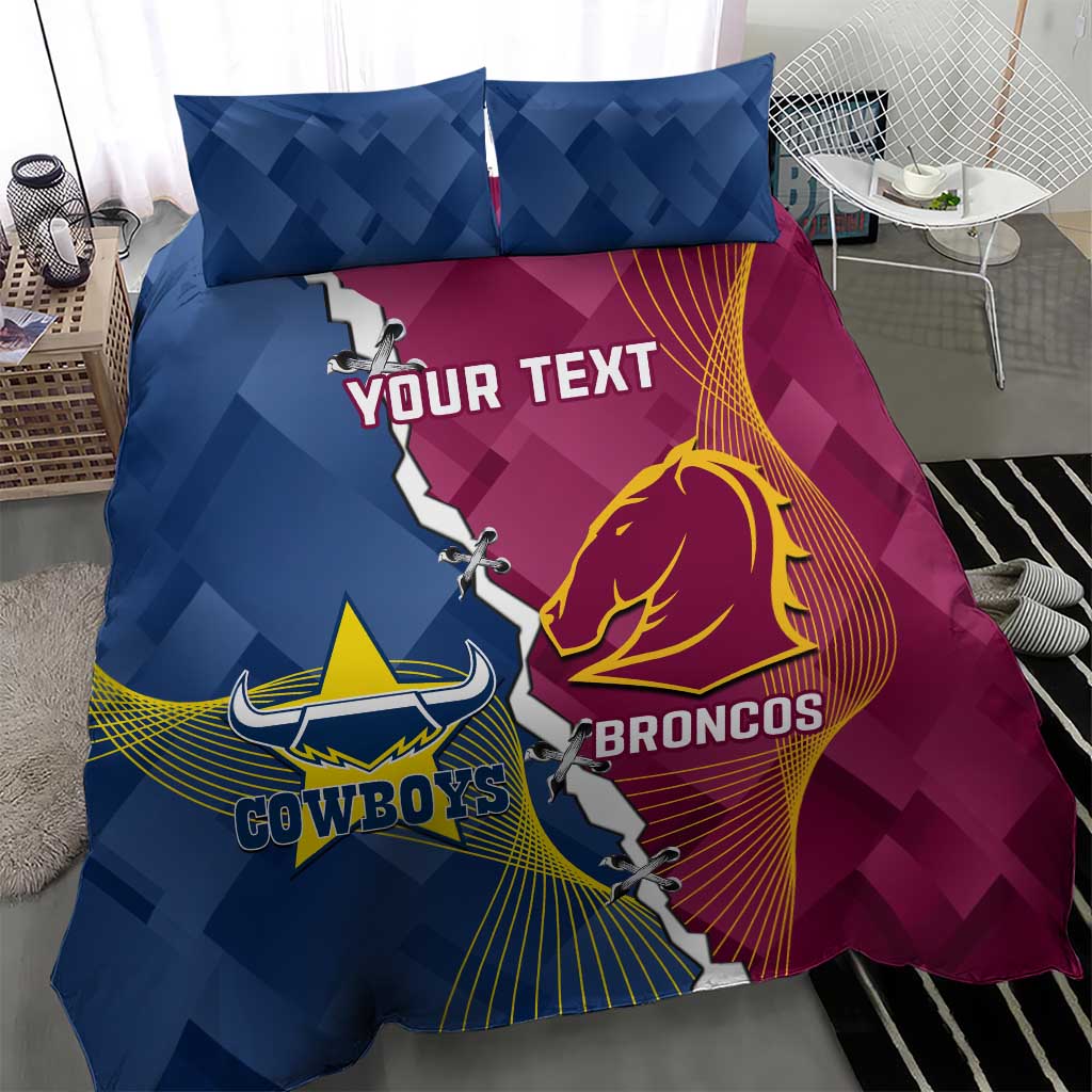 Custom Cowboys And Broncos Rugby Bedding Set Dynamic Style