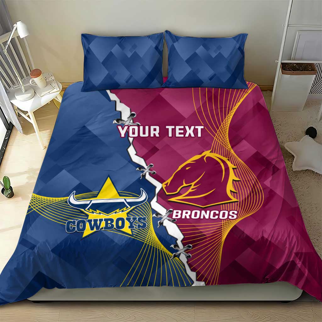 Custom Cowboys And Broncos Rugby Bedding Set Dynamic Style