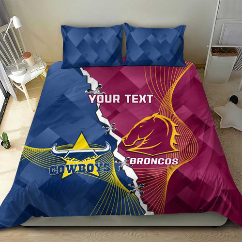 Custom Cowboys And Broncos Rugby Bedding Set Dynamic Style