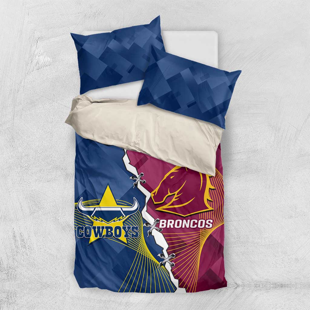Custom Cowboys And Broncos Rugby Bedding Set Dynamic Style
