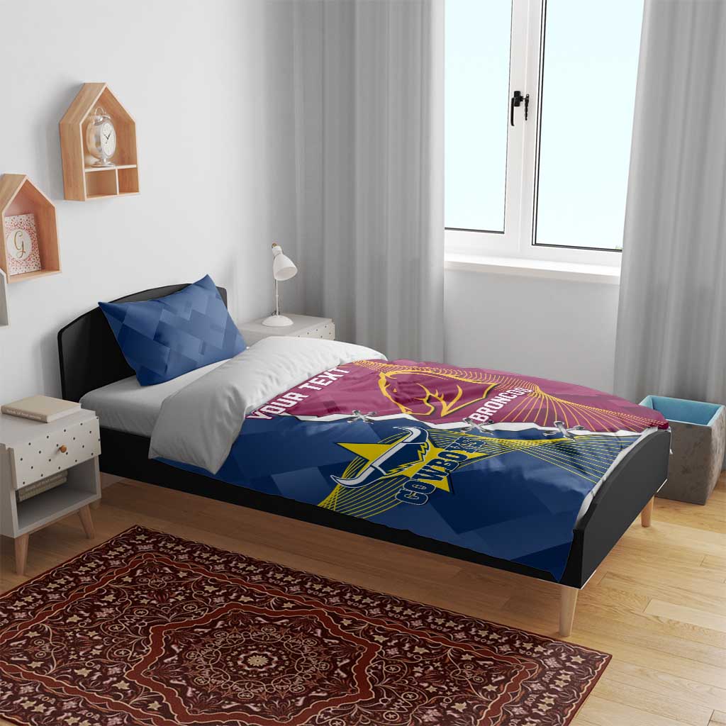 Custom Cowboys And Broncos Rugby Bedding Set Dynamic Style