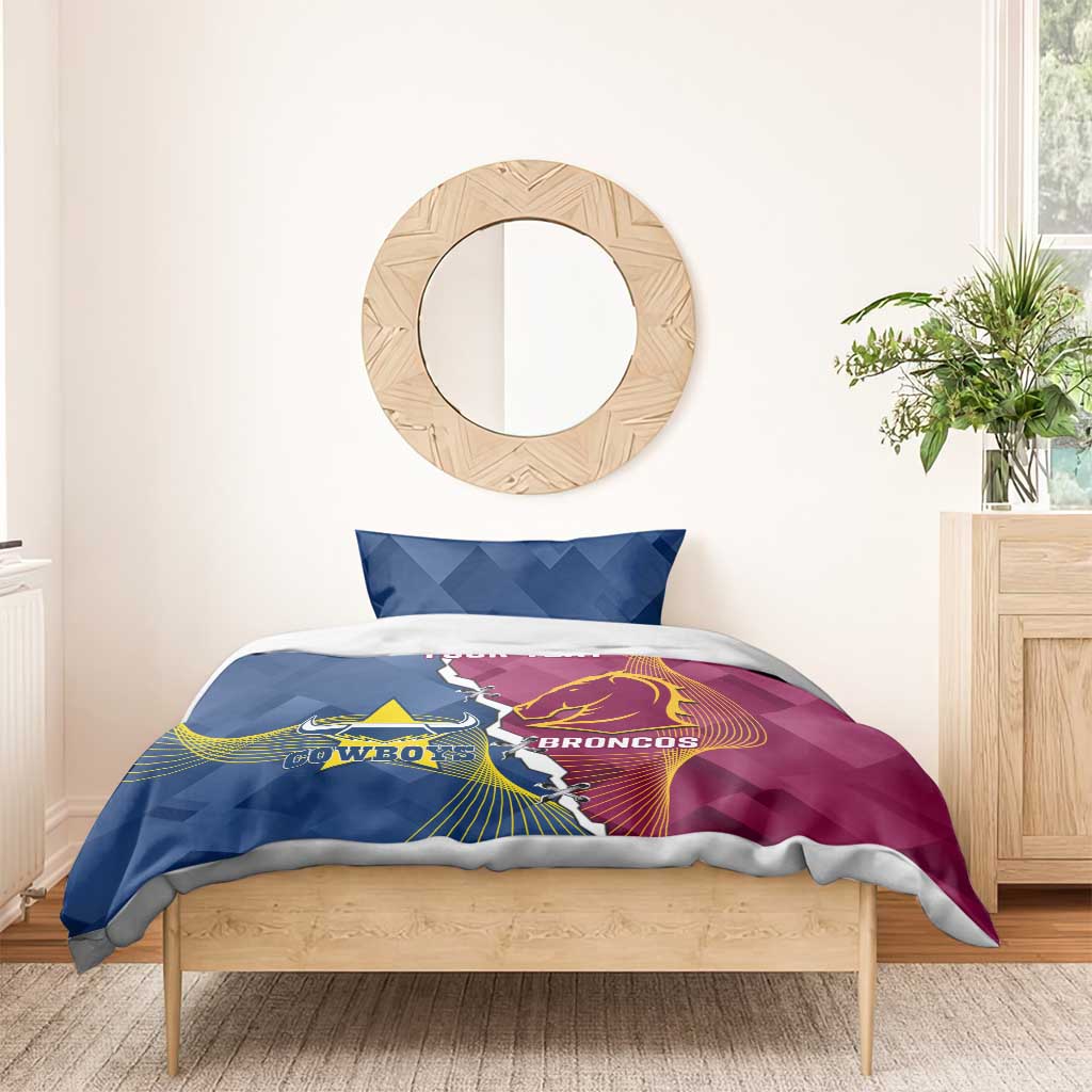 Custom Cowboys And Broncos Rugby Bedding Set Dynamic Style