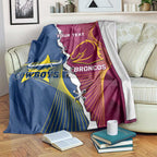 Custom Cowboys And Broncos Rugby Blanket Dynamic Style