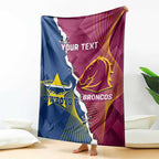 Custom Cowboys And Broncos Rugby Blanket Dynamic Style