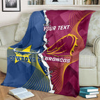 Custom Cowboys And Broncos Rugby Blanket Dynamic Style