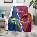 Custom Cowboys And Broncos Rugby Blanket Dynamic Style
