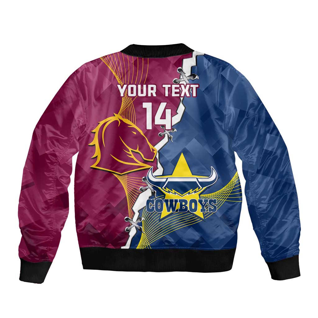 Custom Cowboys And Broncos Rugby Bomber Jacket Dynamic Style