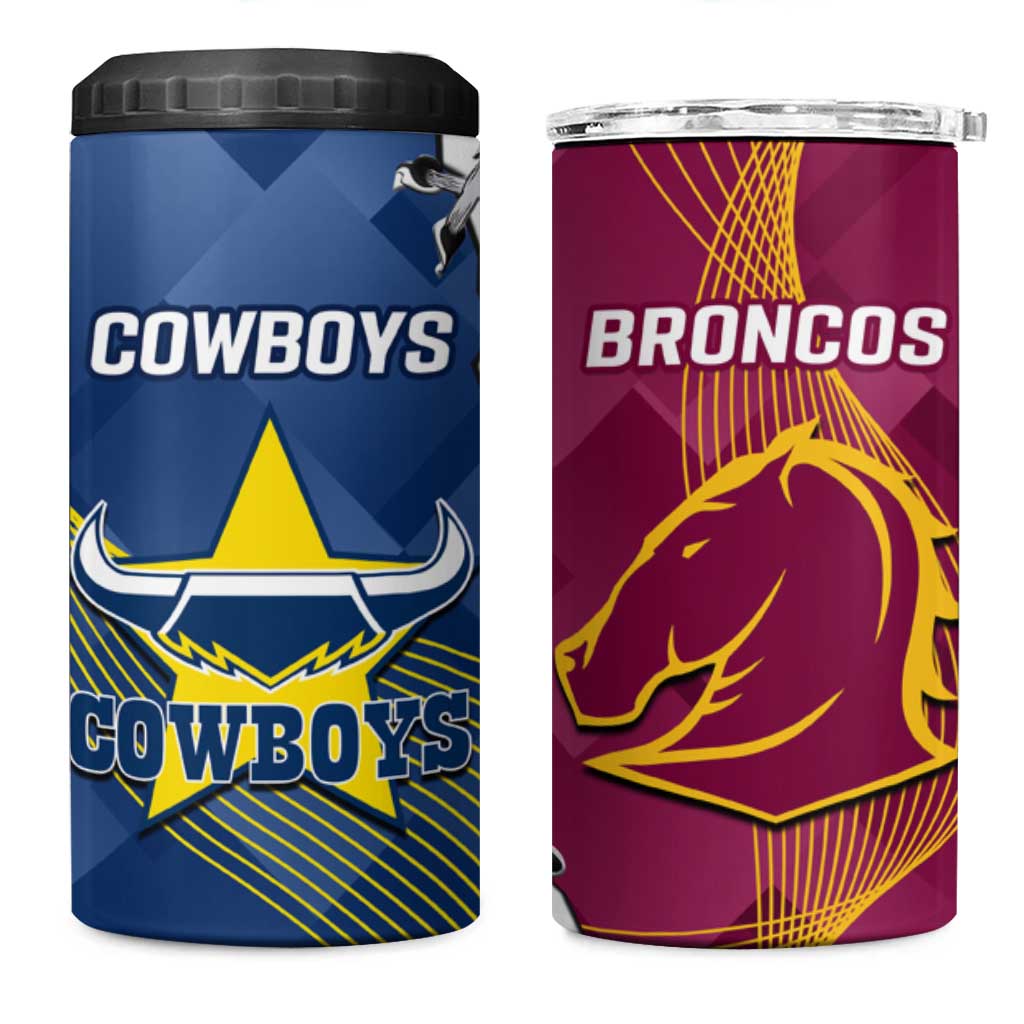 Cowboys And Broncos Rugby 4 in 1 Can Cooler Tumbler Dynamic Style