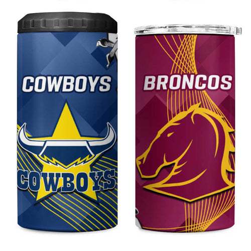 Cowboys And Broncos Rugby 4 in 1 Can Cooler Tumbler Dynamic Style