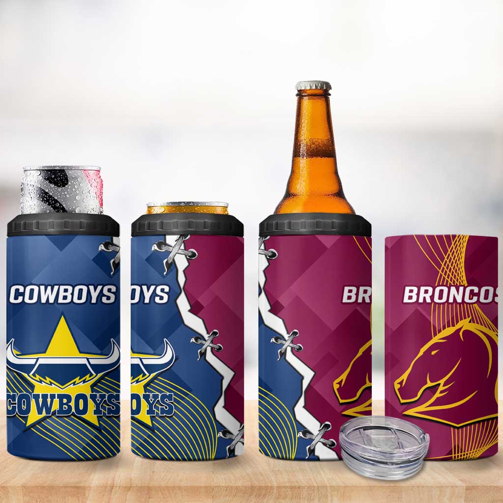 Cowboys And Broncos Rugby 4 in 1 Can Cooler Tumbler Dynamic Style