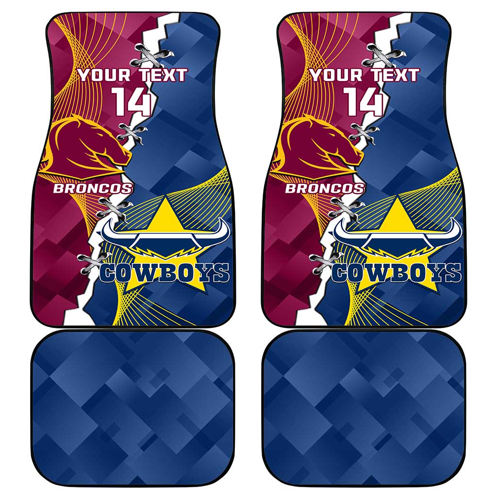 Custom Cowboys And Broncos Rugby Car Mats Dynamic Style