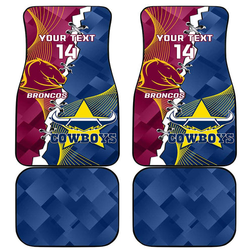 Custom Cowboys And Broncos Rugby Car Mats Dynamic Style