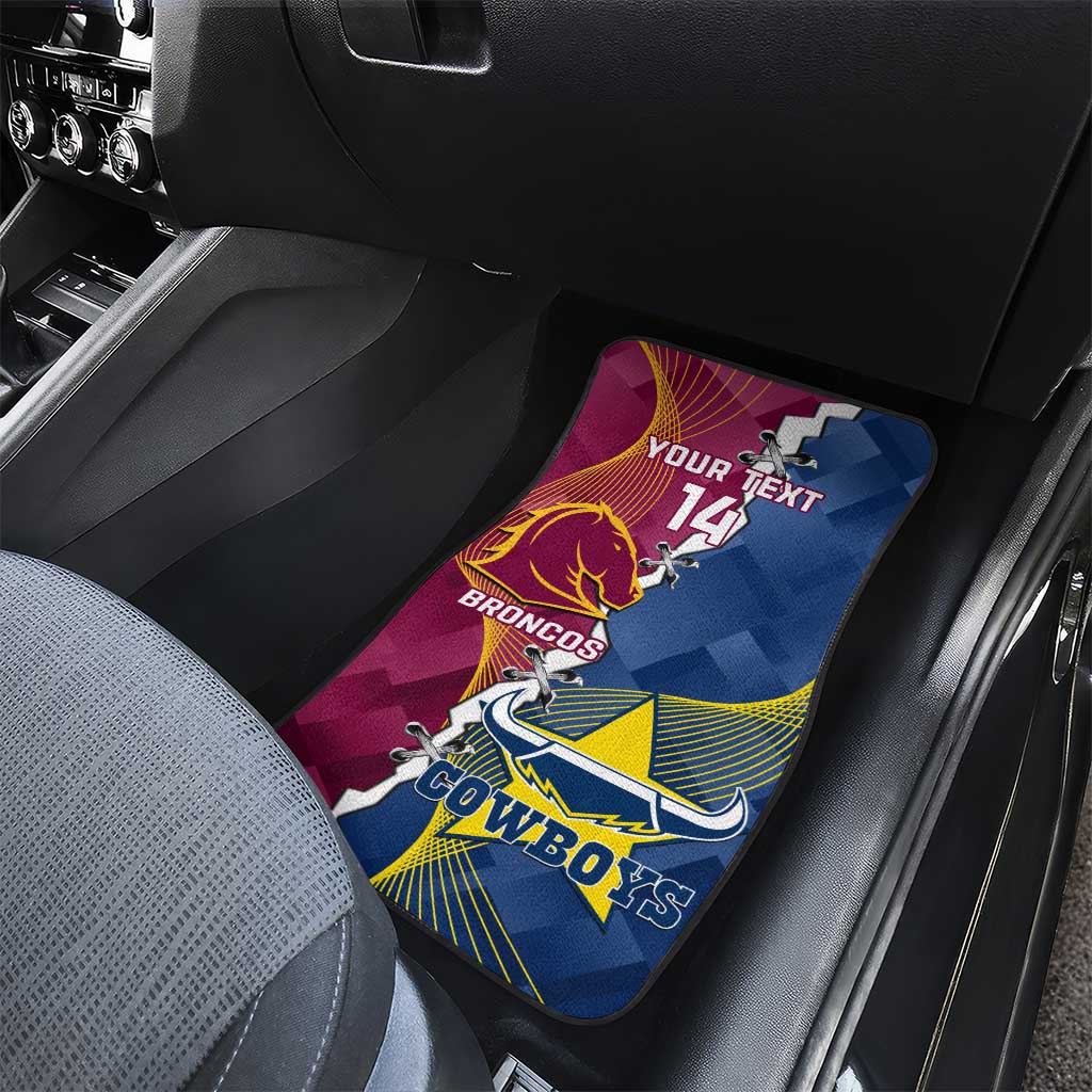 Custom Cowboys And Broncos Rugby Car Mats Dynamic Style