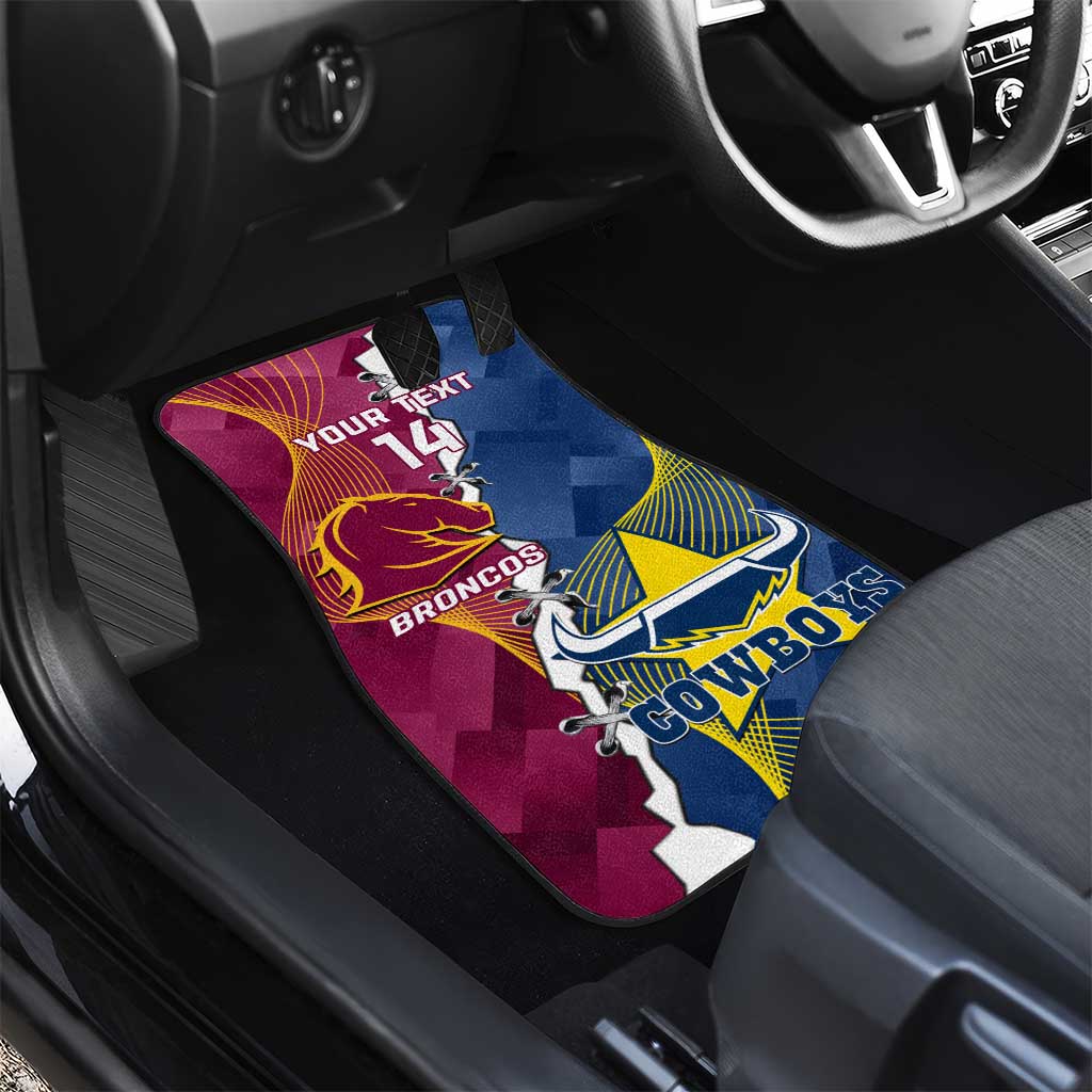 Custom Cowboys And Broncos Rugby Car Mats Dynamic Style