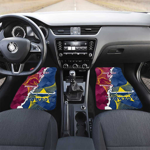 Custom Cowboys And Broncos Rugby Car Mats Dynamic Style