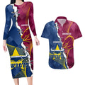 Custom Cowboys And Broncos Rugby Couples Matching Long Sleeve Bodycon Dress and Hawaiian Shirt Dynamic Style