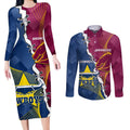 Custom Cowboys And Broncos Rugby Couples Matching Long Sleeve Bodycon Dress and Long Sleeve Button Shirt Dynamic Style