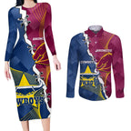 Custom Cowboys And Broncos Rugby Couples Matching Long Sleeve Bodycon Dress and Long Sleeve Button Shirt Dynamic Style