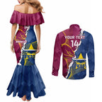 Custom Cowboys And Broncos Rugby Couples Matching Mermaid Dress and Long Sleeve Button Shirt Dynamic Style