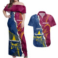 Custom Cowboys And Broncos Rugby Couples Matching Off Shoulder Maxi Dress and Hawaiian Shirt Dynamic Style
