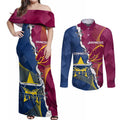 Custom Cowboys And Broncos Rugby Couples Matching Off Shoulder Maxi Dress and Long Sleeve Button Shirt Dynamic Style