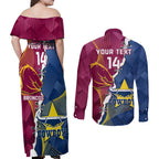 Custom Cowboys And Broncos Rugby Couples Matching Off Shoulder Maxi Dress and Long Sleeve Button Shirt Dynamic Style