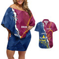 Custom Cowboys And Broncos Rugby Couples Matching Off Shoulder Short Dress and Hawaiian Shirt Dynamic Style