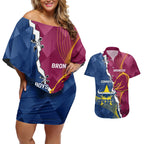 Custom Cowboys And Broncos Rugby Couples Matching Off Shoulder Short Dress and Hawaiian Shirt Dynamic Style