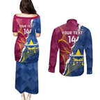 Custom Cowboys And Broncos Rugby Couples Matching Puletasi and Long Sleeve Button Shirt Dynamic Style