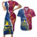 Custom Cowboys And Broncos Rugby Couples Matching Short Sleeve Bodycon Dress and Hawaiian Shirt Dynamic Style
