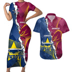 Custom Cowboys And Broncos Rugby Couples Matching Short Sleeve Bodycon Dress and Hawaiian Shirt Dynamic Style