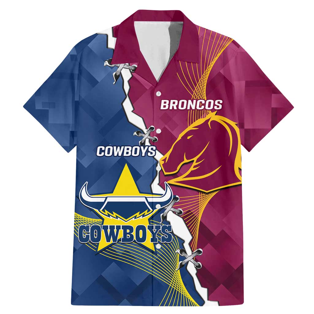 Custom Cowboys And Broncos Rugby Family Matching Mermaid Dress and Hawaiian Shirt Dynamic Style