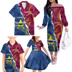 Custom Cowboys And Broncos Rugby Family Matching Off The Shoulder Long Sleeve Dress and Hawaiian Shirt Dynamic Style