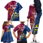 Custom Cowboys And Broncos Rugby Family Matching Off The Shoulder Long Sleeve Dress and Hawaiian Shirt Dynamic Style