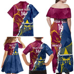 Custom Cowboys And Broncos Rugby Family Matching Off Shoulder Maxi Dress and Hawaiian Shirt Dynamic Style