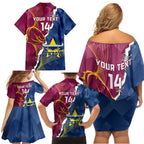 Custom Cowboys And Broncos Rugby Family Matching Off Shoulder Short Dress and Hawaiian Shirt Dynamic Style