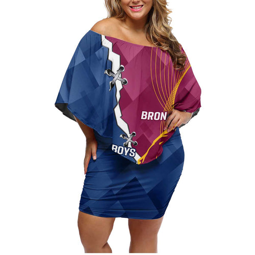 Custom Cowboys And Broncos Rugby Family Matching Off Shoulder Short Dress and Hawaiian Shirt Dynamic Style
