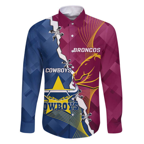 Custom Cowboys And Broncos Rugby Family Matching Puletasi and Hawaiian Shirt Dynamic Style