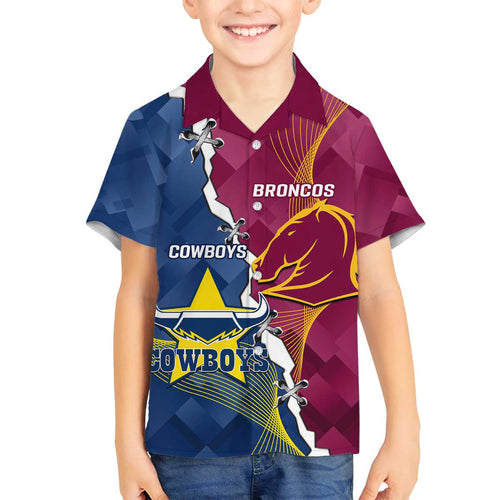Custom Cowboys And Broncos Rugby Family Matching Puletasi and Hawaiian Shirt Dynamic Style
