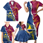 Custom Cowboys And Broncos Rugby Family Matching Short Sleeve Bodycon Dress and Hawaiian Shirt Dynamic Style