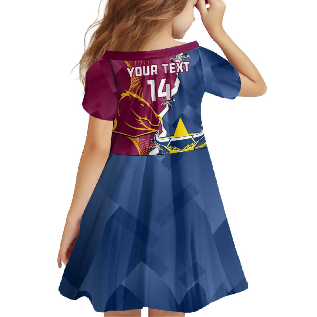 Custom Cowboys And Broncos Rugby Family Matching Short Sleeve Bodycon Dress and Hawaiian Shirt Dynamic Style