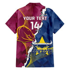 Custom Cowboys And Broncos Rugby Family Matching Short Sleeve Bodycon Dress and Hawaiian Shirt Dynamic Style