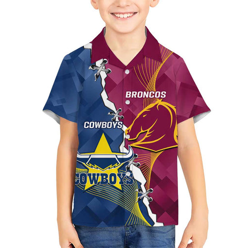 Custom Cowboys And Broncos Rugby Family Matching Short Sleeve Bodycon Dress and Hawaiian Shirt Dynamic Style