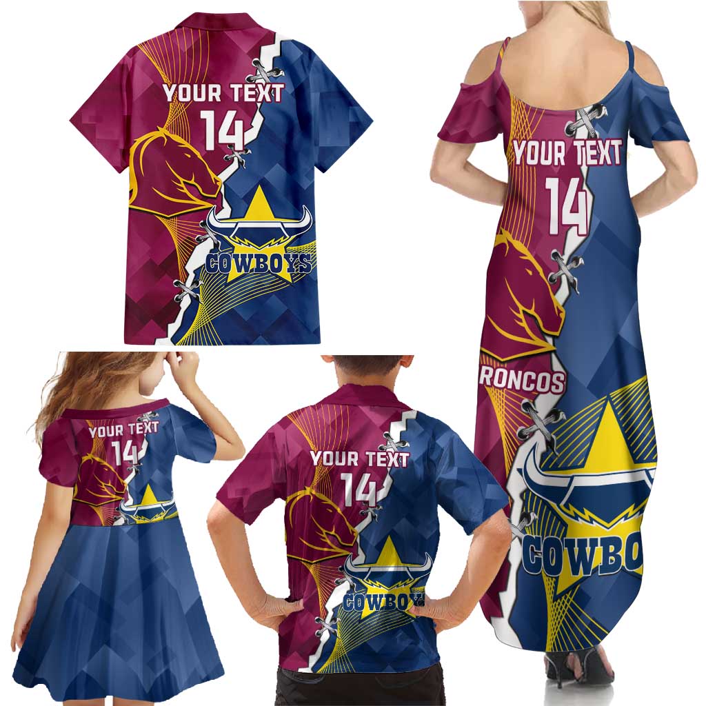 Custom Cowboys And Broncos Rugby Family Matching Summer Maxi Dress and Hawaiian Shirt Dynamic Style