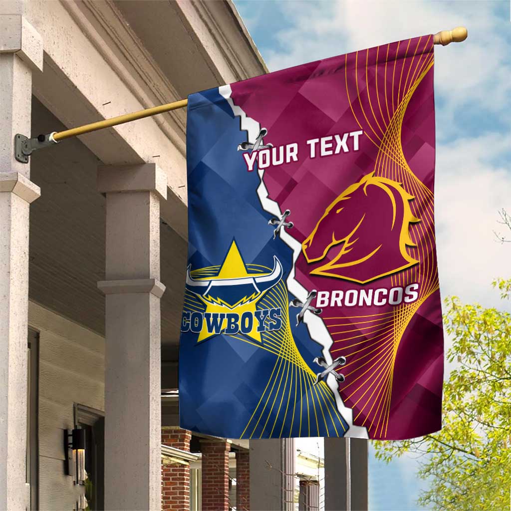 Custom Cowboys And Broncos Rugby Garden Flag Dynamic Style